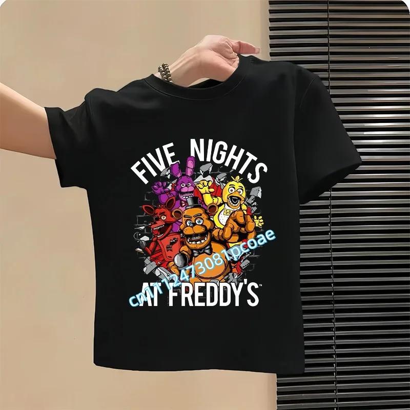 2026 Мультяшные детские футболки Five Nights At Freddys Графическая футболка FNAF Детские повседневные спортивные топы с коротким рукавом Детская одежда