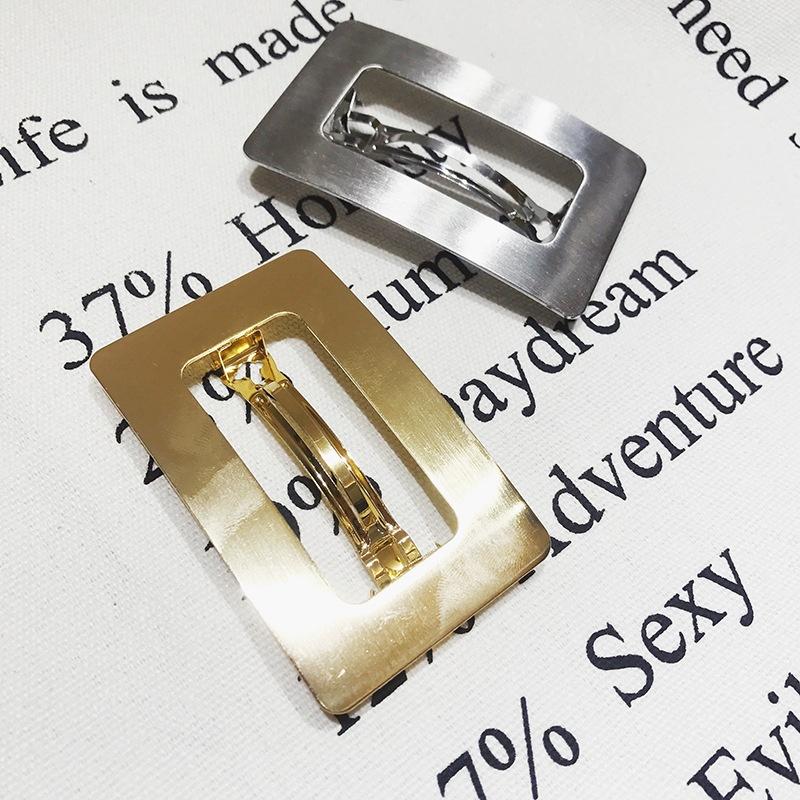 Nordic Cold Temperature Geometric Square Metal Spinker Simple Wild Horsetail Clip Hairpin Hairdressers Headdress