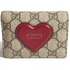 GUCCI 648848 Heart logo Compact wallet Folded wallet GG Supreme Canvas Beige/Red