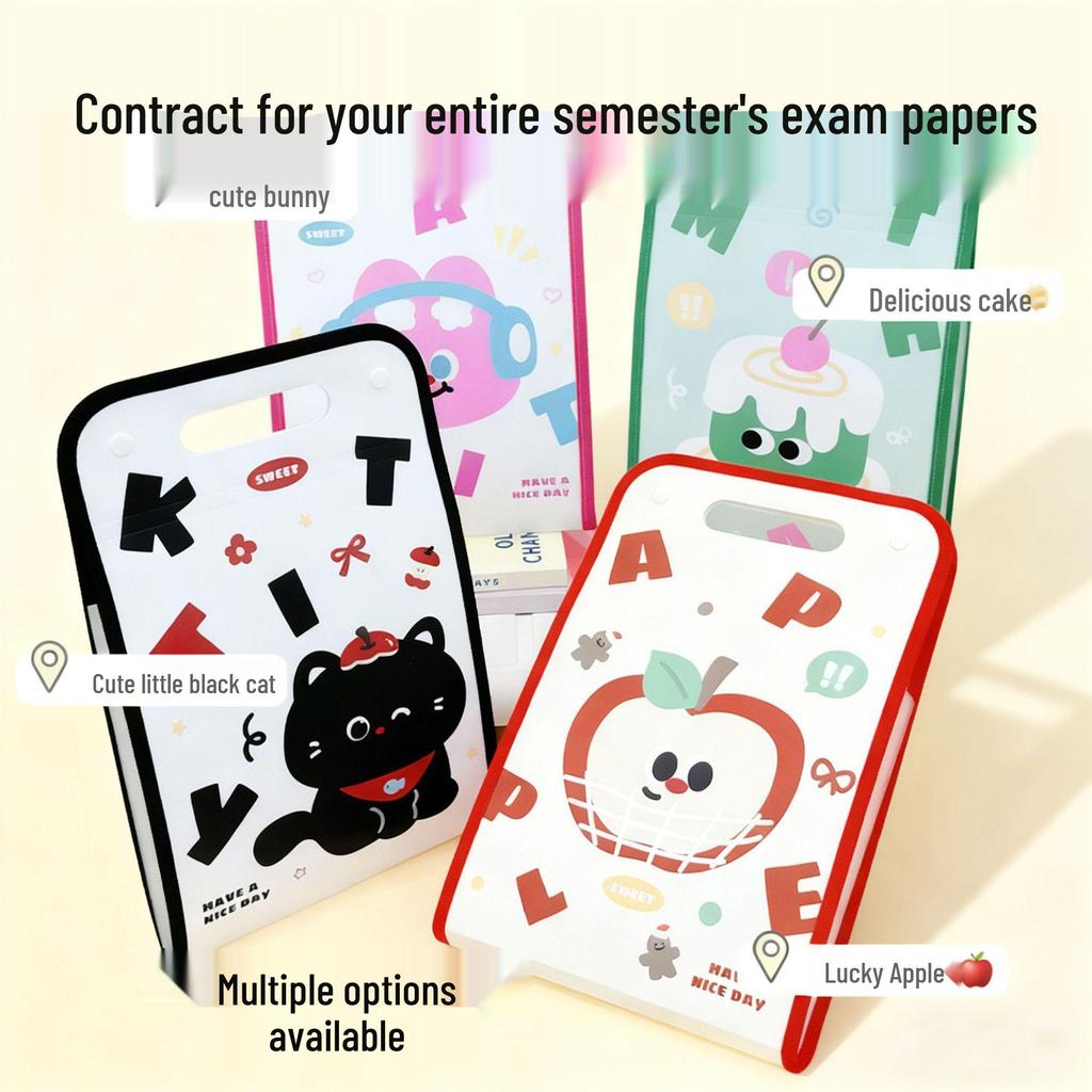 Папка-гармошка Kaba Bear A4 вертикальная: Многослойный большой мультяшный органайзер для школьных работ и тестов