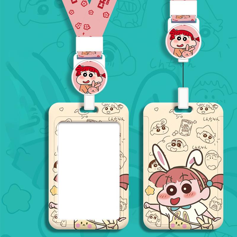 Cartoon Crayon Shin-Chan Id Badge Card Holder Lanyard Bus Card Student Card Case Neck Strap Credentials Photo Protector Cover