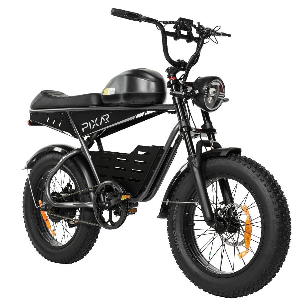 PIXAR Super -30AH Retro-style Long-Range Electric Bike 48V 30AH Battery 500W Motor 20 Inch Fat Tires All-Terrain E-Mountain Bike