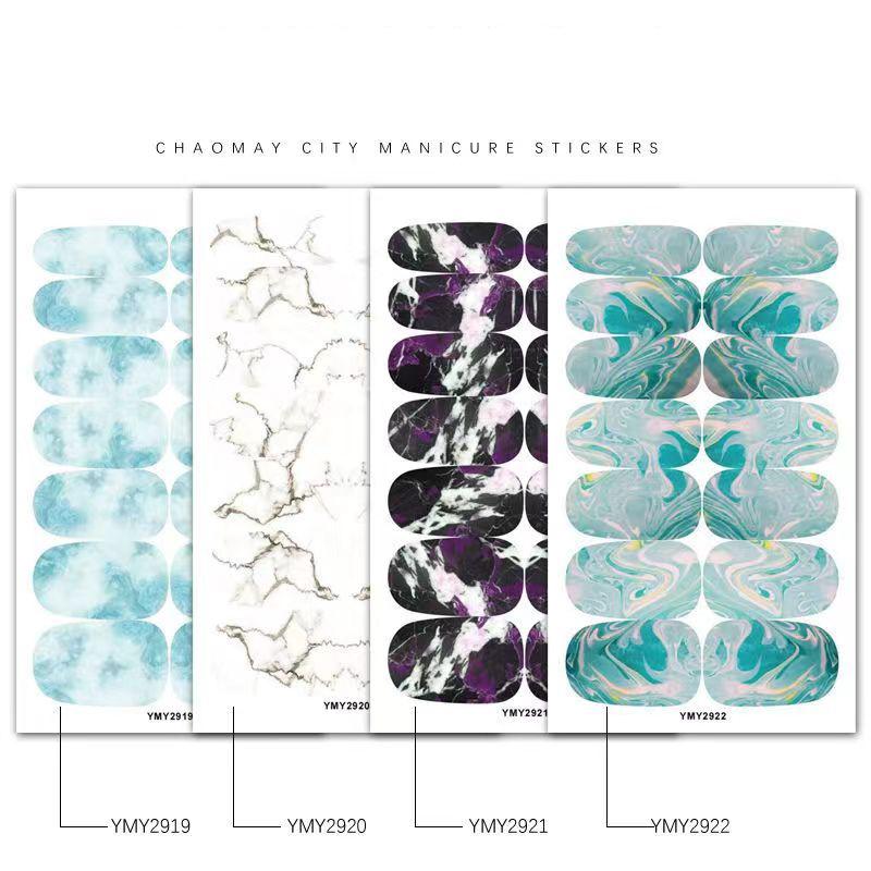 4 New Nail Accessories Marble Smudged Star Paper Mesh Red Nail with Laser Nail Stickers