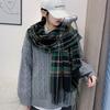 Winter Women's Long Plaid Scarf Outer Wear Girl Couple Double-sided Versatile Neck Warmer Korean Style Shawl Student Fresh Look