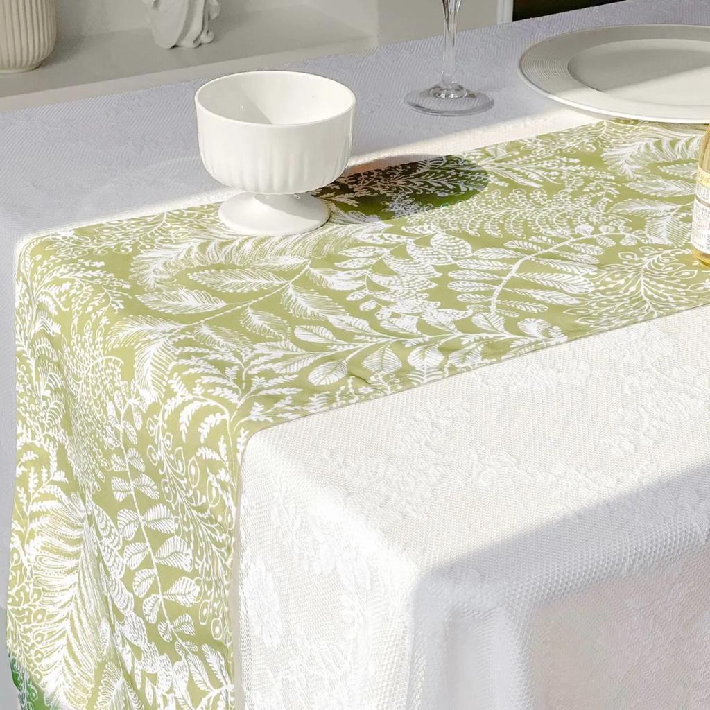 Зеленый цветочный принт дорожки для стола кофе кухня обеденный стол рождество свадьба праздник фермерский шик водонепроницаемый домашний декор