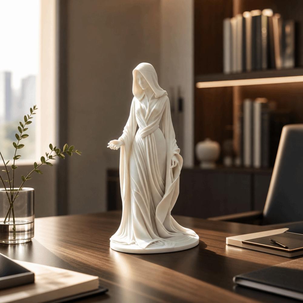 Dark Aesthetic Goddess Sculpture 3D Printed Desktop Ornaments Retro Cloak Woman Statue Home Decor