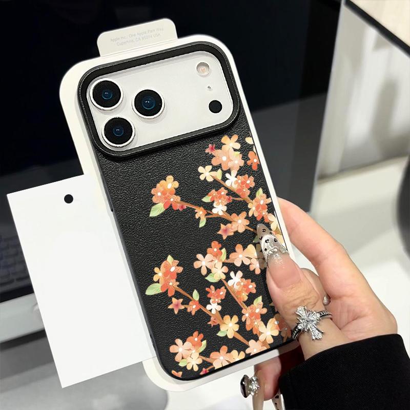 Чехол с цветочным узором «Цветы апельсина» для iPhone 17 Pro Max Funda iPhone 16 Pro Max 15 14 13 12 11 Air 16E Силиконовая накладка с текстурой кожи