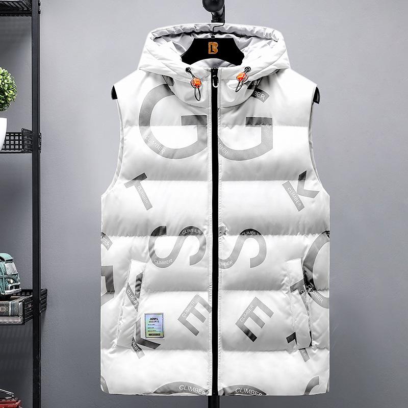 Зимний теплый хлопковый жилет с капюшоном