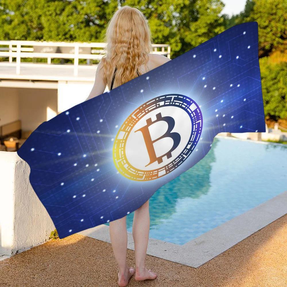 Bitcoin Эволюция Денег Пляжное Полотенце Мультяшное Милое Летнее Детское Большое Для Ванны Бассейна Пляжа Микрофибра Впитывающее