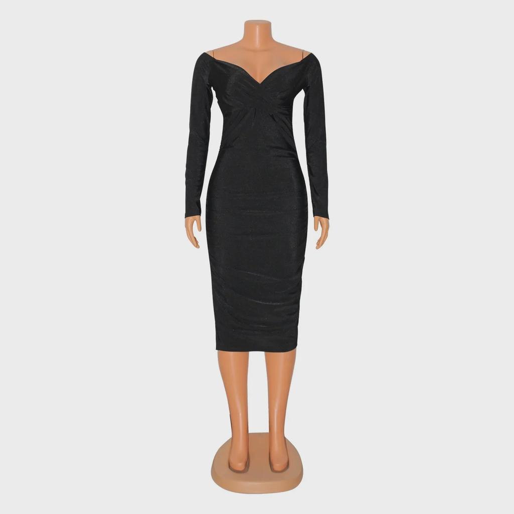 Z6805 Женское сексуальное платье на одно плечо с плиссировкой и длинным рукавом, обернутое вокруг бедер, для осени и зимы