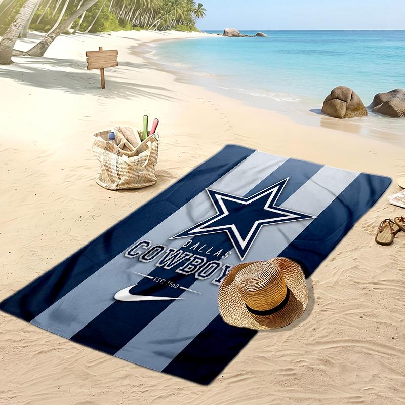 Пляжное полотенце с принтом Dallas Cowboys Мягкое Портативное Быстросохнущее?Сухое полотенце для бассейна, летнего отпуска, активного отдыха на природе