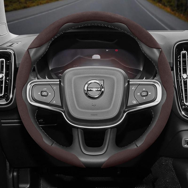 vcxja9 Suitable for Volvo Anti-Slip Buckle Segmented Suede Steering Wheel Cover Suitable for V40 V70 S60 C30 S40 S90 Xc90 Xc70 Xc60 Fh Ex30 S80 Xc40