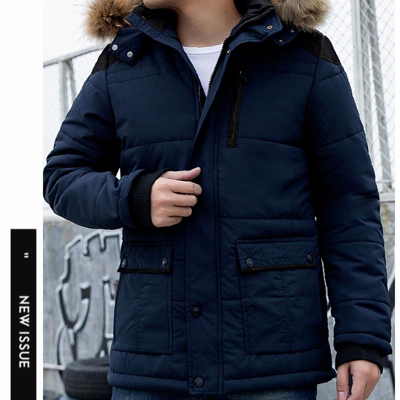 Autumn/winter Youth Casual Mid-length Cotton-padded Jacket Men's Winter Plus Velvet Padded Jacket Jacket Cotton-padded Jacket Trendy Men