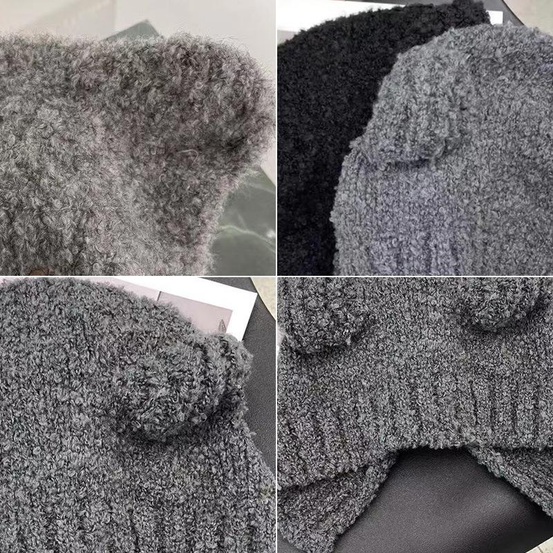 Женская шляпа Вязаная шляпа Большой обхват головы Ушки медвежонка