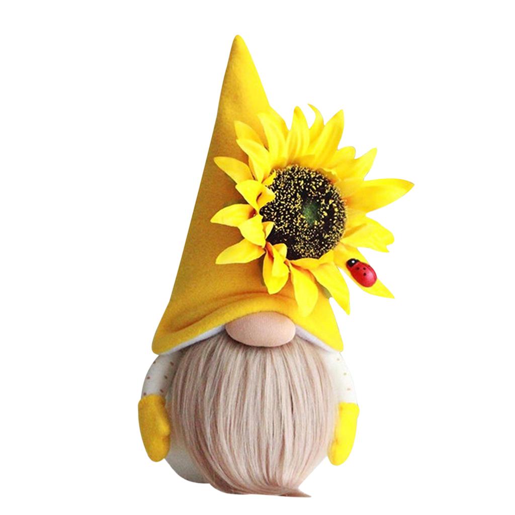 Creative Lovely Sunflower Small Doll Suitable Family Festival Party Dwarf Plush Beard Faceless Doll Window Desk Ornament
