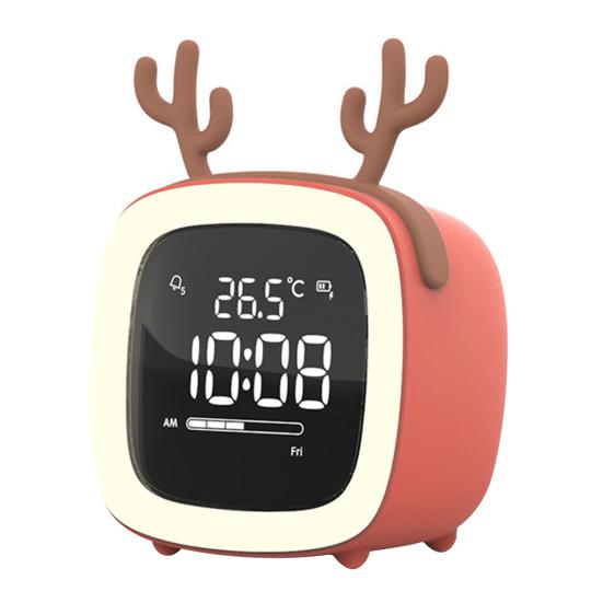 Cartoon Rabbit Ear Shape Rechargeable Digital Display LED Nigh Light Alarm Clock