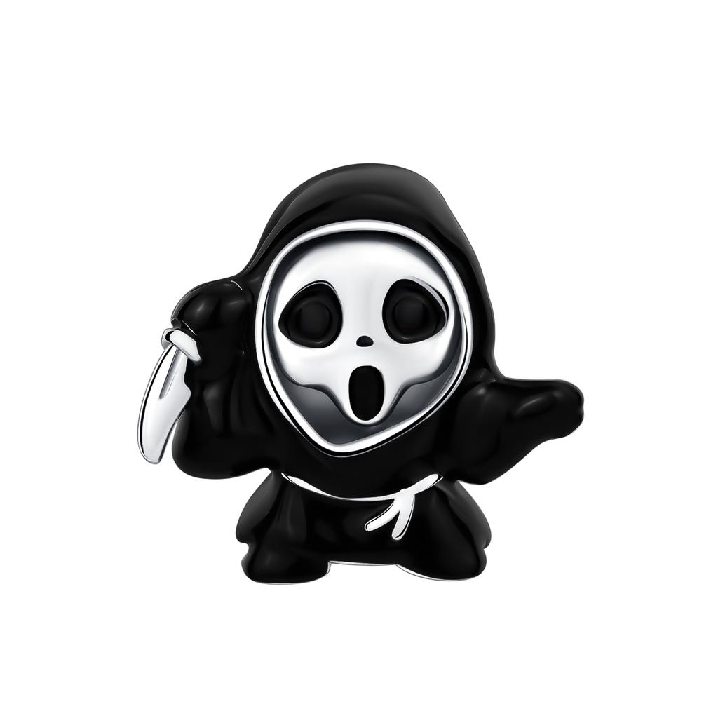 925 Silver Punk Gothic Skeleton & Guitar Charms Rock & Roll Skull Black Cat Beads fit Bracelets DIY Jewelry Gift