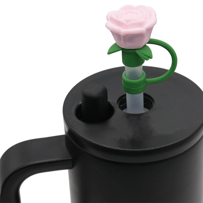 9-10mm Rose Flower Straw Cover for Stanley,Heat-resistant Dust Proof Straw Plug Cap Cup Accessorie,Valentine's Day Gift 1pcs