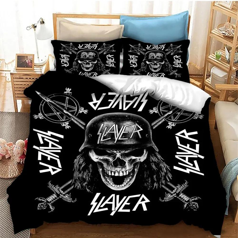 Slayer Heavy Metal Band Music Comforter Bedding Set,Duvet Cover Bed Set Quilt Cover Pillowcase,king Queen Size Bedding Set Kids