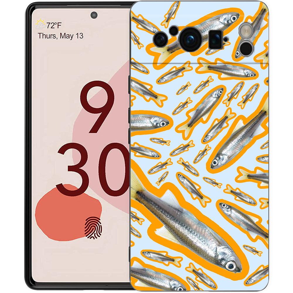 Роскошный чехол для телефона Google Pixel 10 9 8 9A 8A 7 7A 6 Pro XL 6A 5G Черный Мягкая задняя крышка из ТПУ Sardines aquatic product