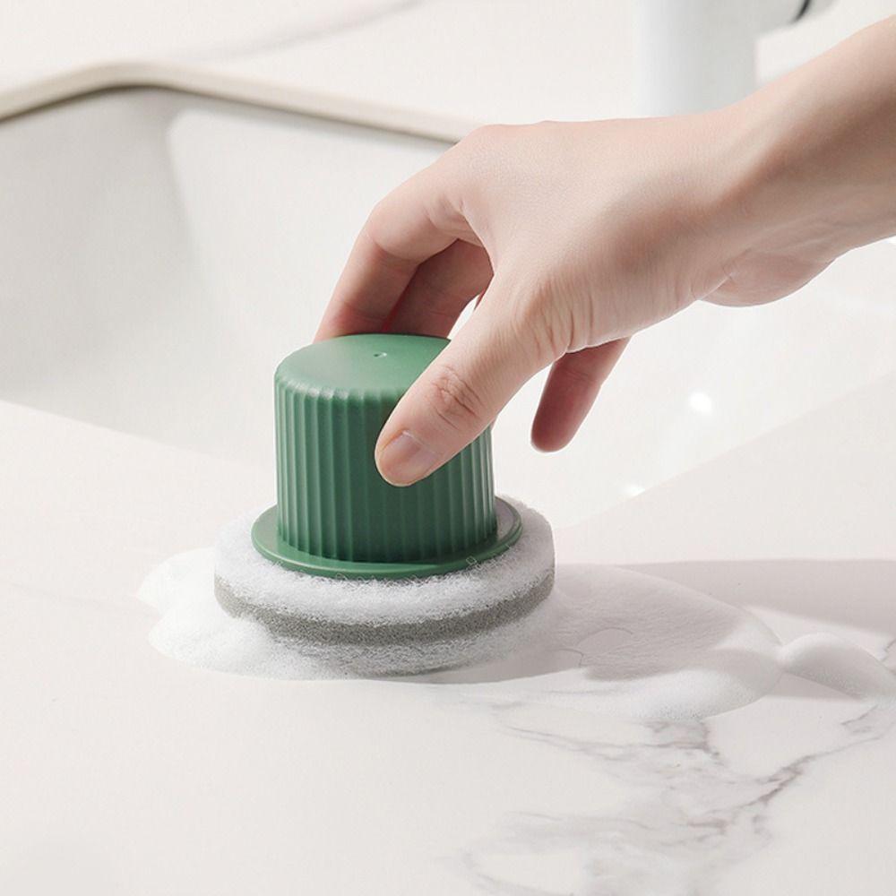 Multi-Surface Wash Basin Brush Sponge Head Bathroom Sink Brush Washing Pot Brush Bathroom Cleaning