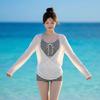 Swimsuit Women's Sweet Striped Neck Blouse Split Flat Angle Bikini Three-piece Set Gathering Vacation Wind Hot Spring Swimsuit