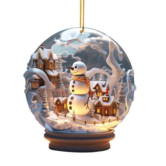 Подвеска в виде снеговика Yousheng Christmas, 2D, плоская акриловая подвеска, прозрачный шар, подвеска в виде снеговика для каминной двери рождественской елки