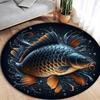 1pc Comfortable Fish Rug,Non-slip and Durable Printed Round Carpet Applicable to Office,Reading Room,Coffee Shop,Living Room and Hotel Decor