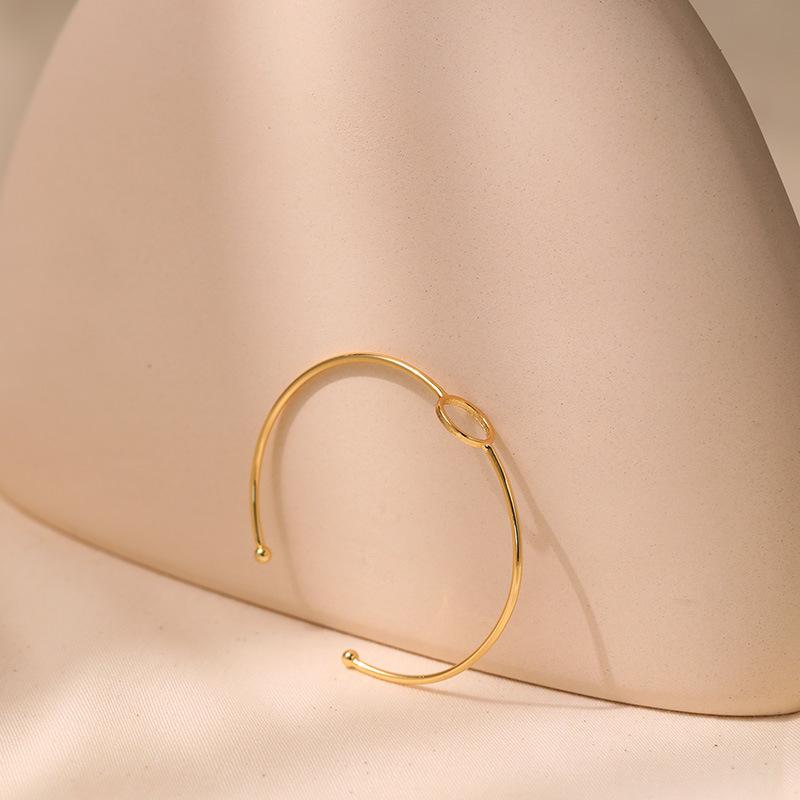Gold Plated Open Circle Thin Bracelet Fashionable Simple Bangle