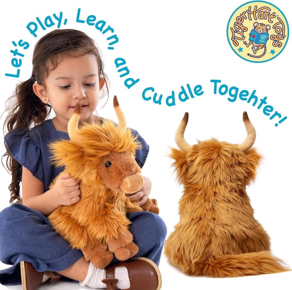 VIAHART Highland Cow Henry Plush Toy, Brown, Medium (Approx. 29cm), Fluffy Cow Plush Toy, Hand Washable, Gift Item