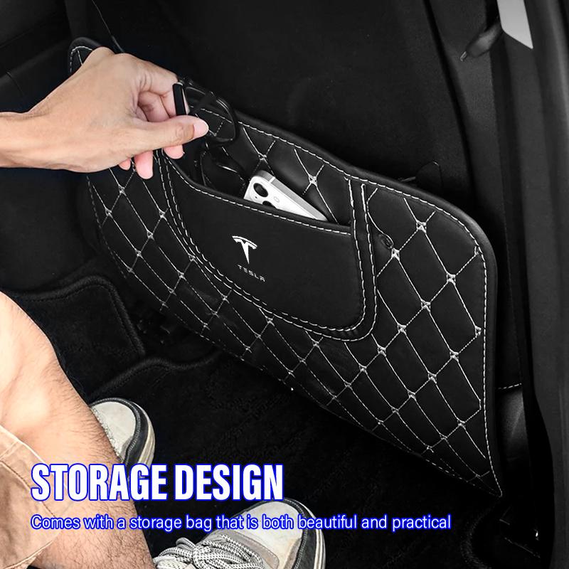 Car Anti-kick Pad Interior Pu Leather Auto Seat Back Protector Pads For Tesla Model 3 Model S Model X Y Roadster Performance