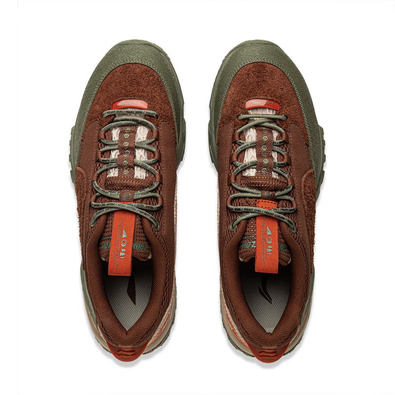 Кроссовки Li Ning CF Outdoor Hiking Shoes V2 с водонепроницаемым отскоком и амортизацией, прочные, низкие, мужские, коричневые, AHCU039-2