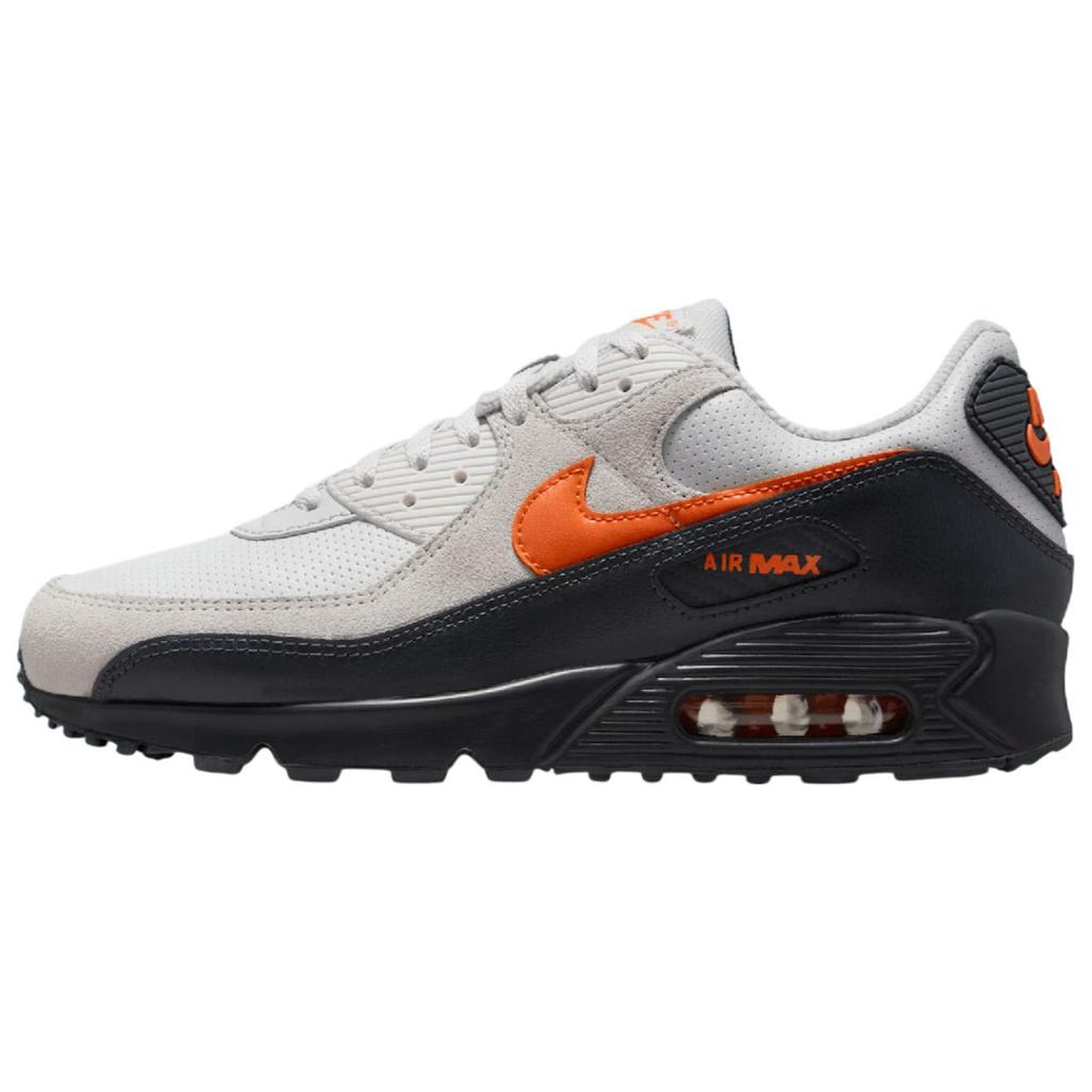Nike Air Max 90 Устойчивые к истиранию Устойчивые к истиранию Низкие Повседневные Беговые Кроссовки Унисекс Серый Черный Оранжевый IF0670-003