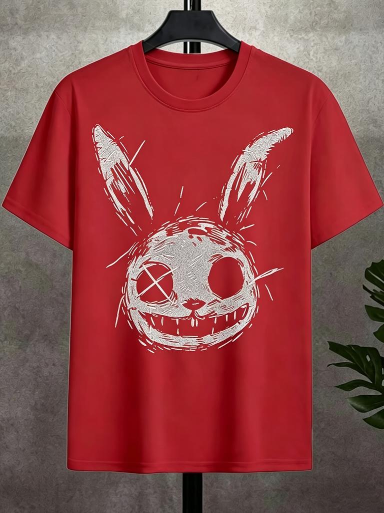 Streetwear Cartoon Anime Horror Rabbit Print Design Graphic Men's and Women T Shirt Tee Oversize Casual Y2K Harajuku Vintage