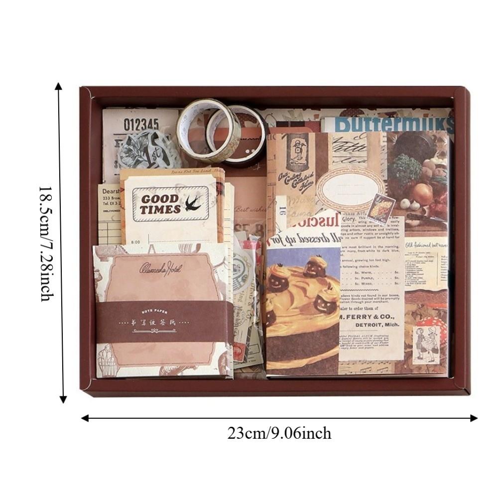 155Pcs/set Thickened Handbook Gift Box Set Exquisite Literary Vintage Notebook Set Collage Stickers