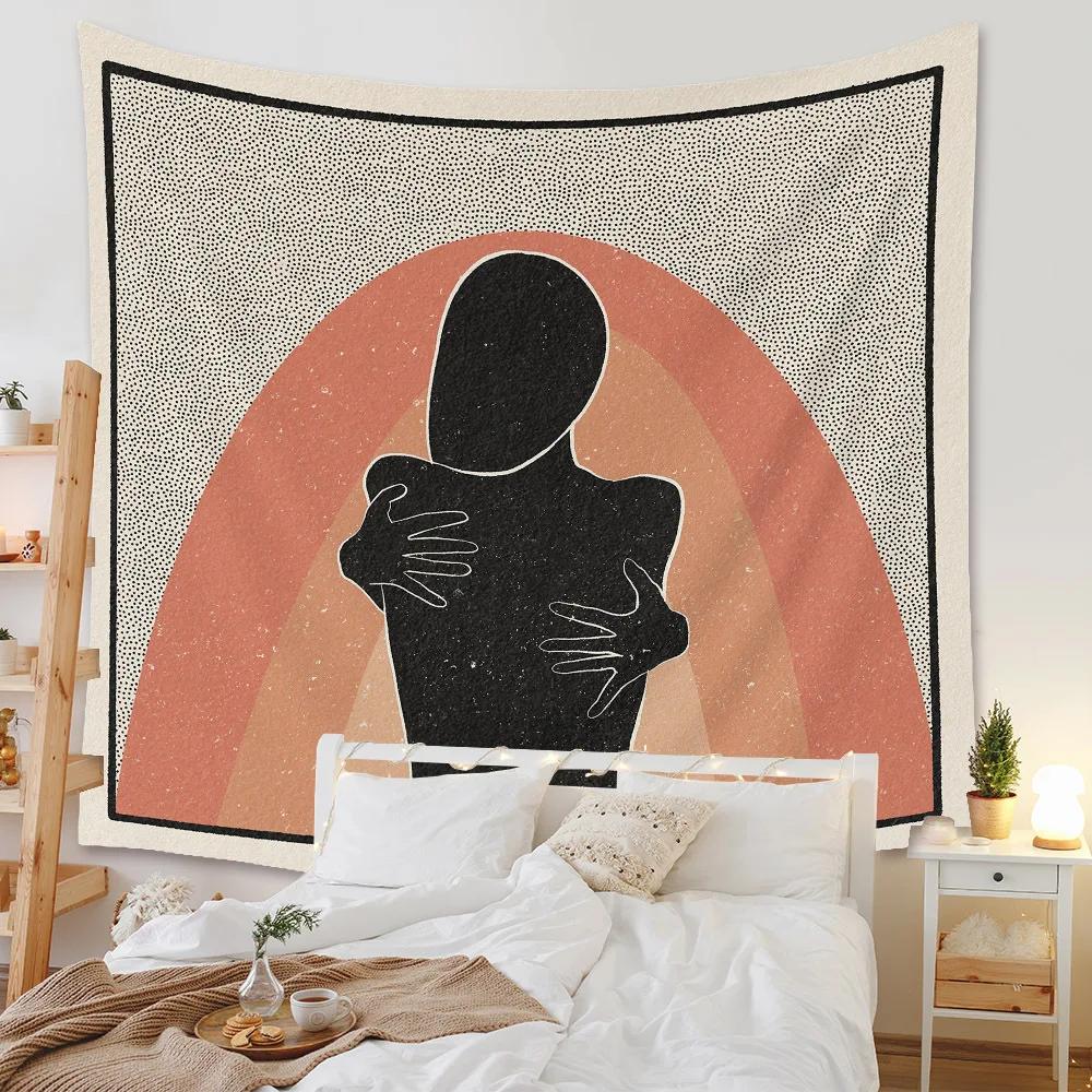 Бохо Фон Иллюстрация Фреска Декор Геометрический Гобелен Настенный Спальня Эстетическое Одеяло