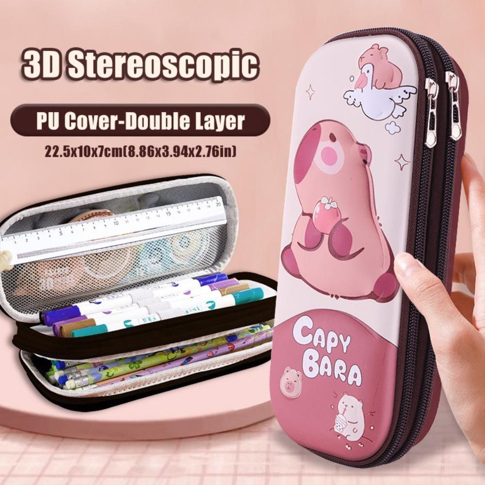 3D Capybara Pen Bag Large Capacity Pen Box Dirt-proof Pencil Case School Office