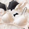 Комплект нижнего белья Ice Silk Comfort, женский сексуальный бюстгальтер Push Up с глубоким V-образным вырезом, регулируемый бюстгальтер с буквами и кружевными трусиками