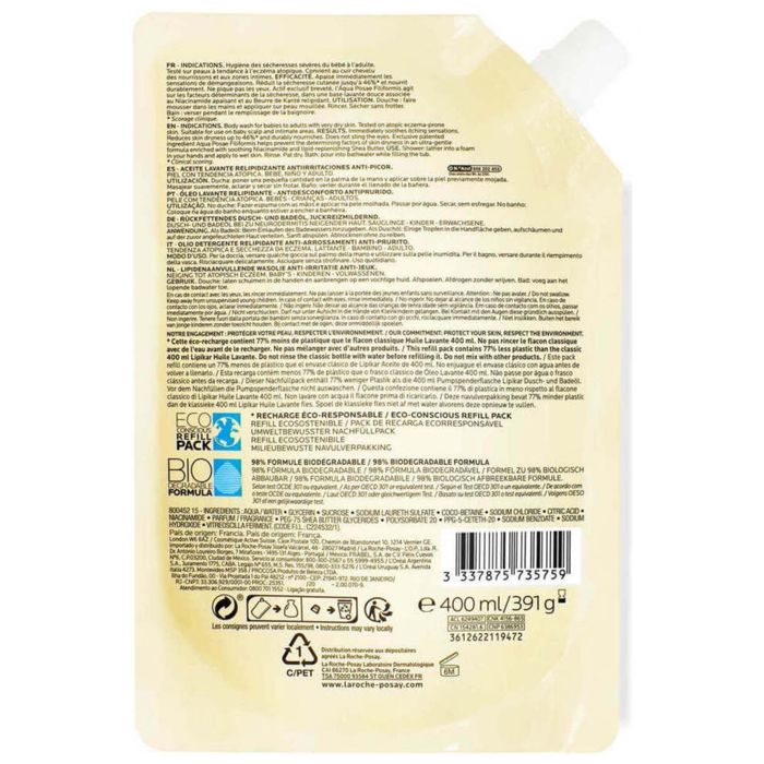 La Roche-Posay Lipikar Масло для умывания AP+ Липидовосстанавливающее Против зуда Эко-запас 400 мл