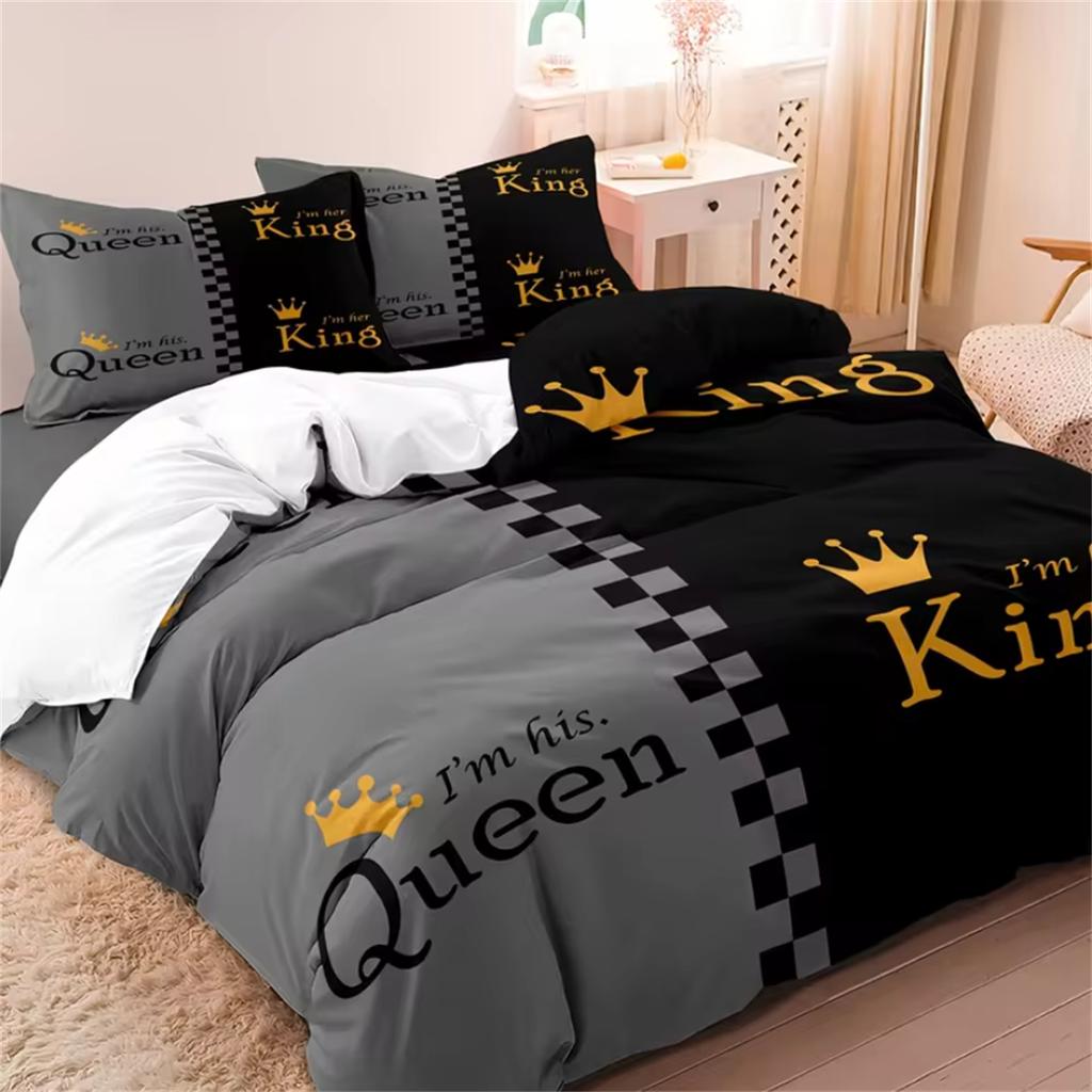 Couple Bedding Set 3D Duvet Cover Set Single Double Twin Full Size Teens Adults Bedclothes Soft Polyester Bed Linen For Baby