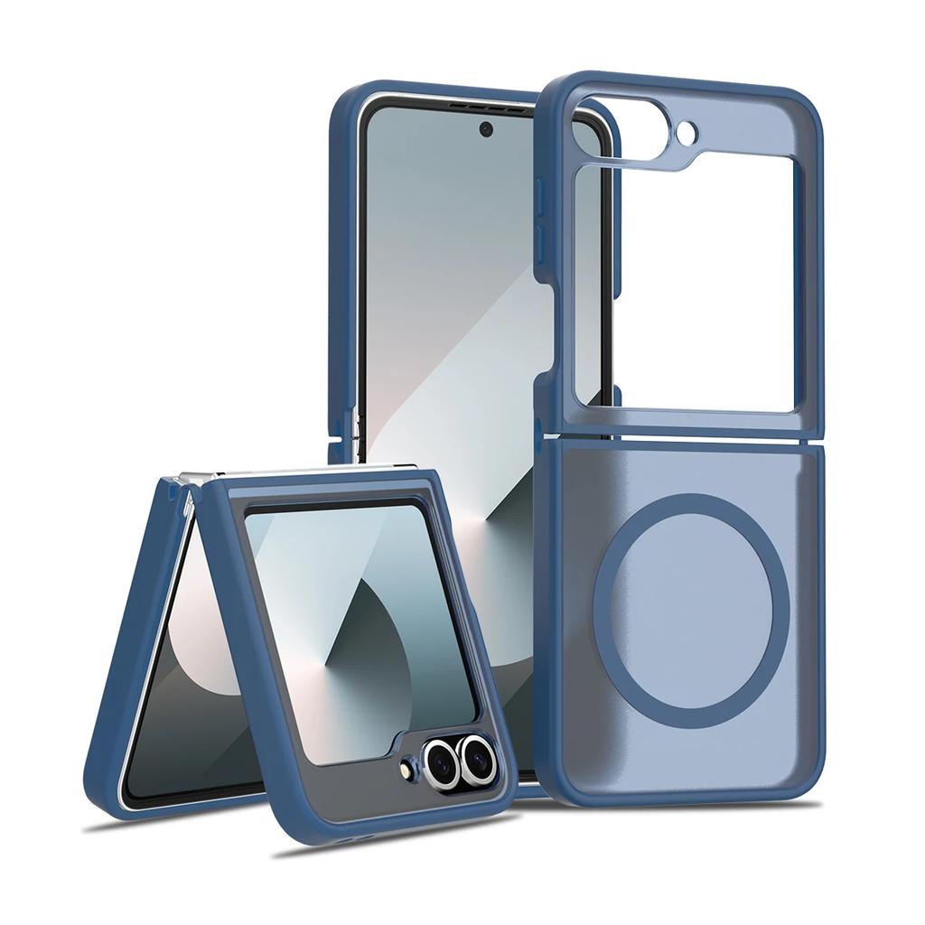 Магнитный чехол Skin Feel Shield для Samsung Galaxy Z Flip 6 7 5G Magsafe Беспроводная зарядка ТПУ Рамка Жесткая Пластиковая Крышка Телефона