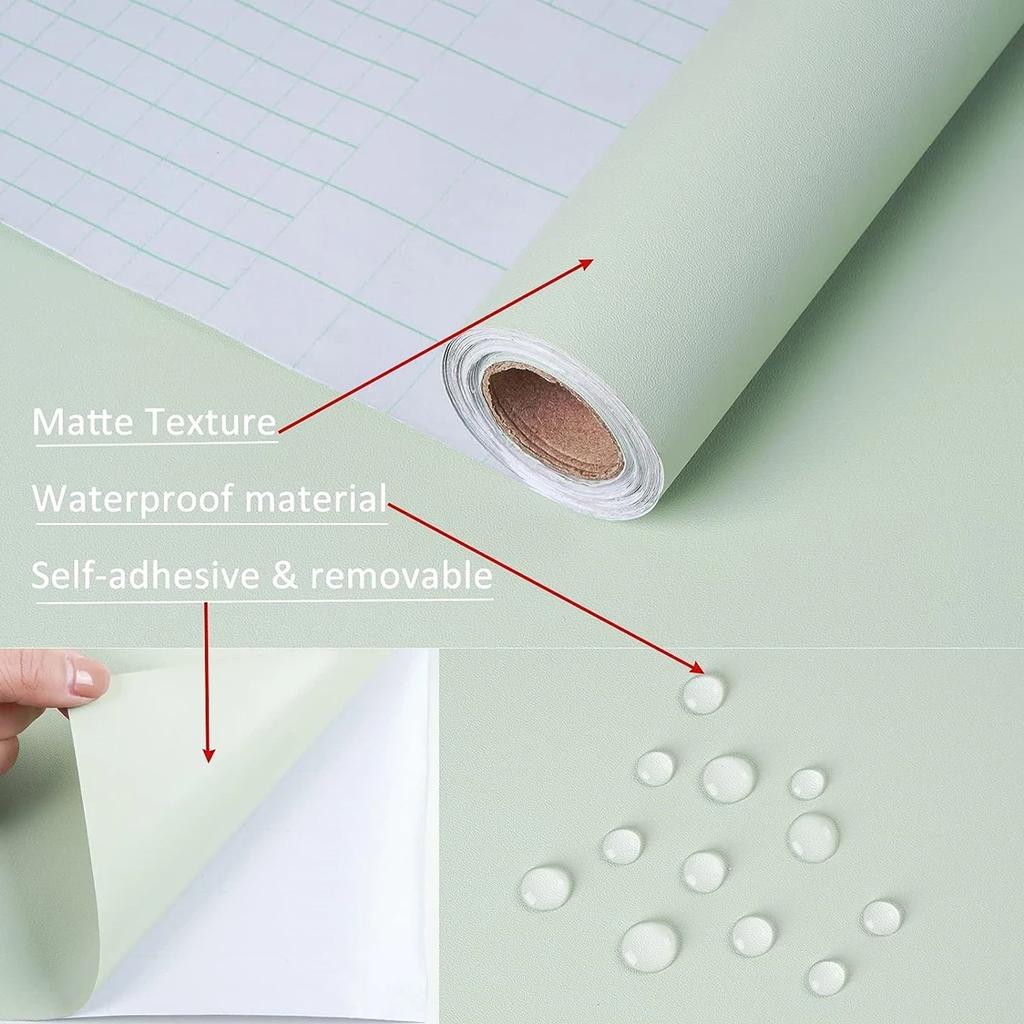 Широкая 40 см самоклеящаяся пленка зеленая матовая утолщенная самоклеящаяся кухонная мебель шкаф стол стена обои DIY ремонт