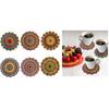 Pine Set Of 6 Mandala 4 Inch Coasters Unique Handmade Designs  Flower Shaped  10 Cm Diameter