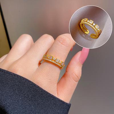 Кольцо для пары из настоящего золота, Женское модное простое кольцо, Кольцо с регулируемым размером, Кольцо на указательный палец в стиле холодного ветра