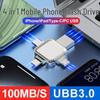 Многофункциональный 4-в-1 USB 3.0 металлический OTG-флеш-накопитель, совместимый с Apple Type-C