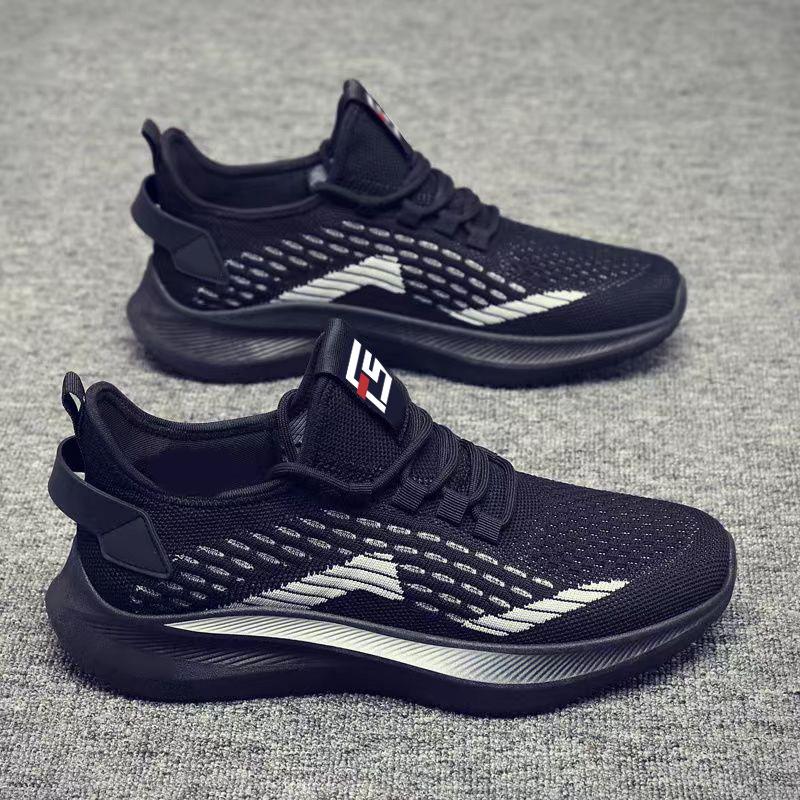 Large Size Sports Shoes Men's Flying Weaving Comfortable Breathable Low-top Men's Shoes Young and Young Outdoor Tide and Platform Fashion Casual Shoes