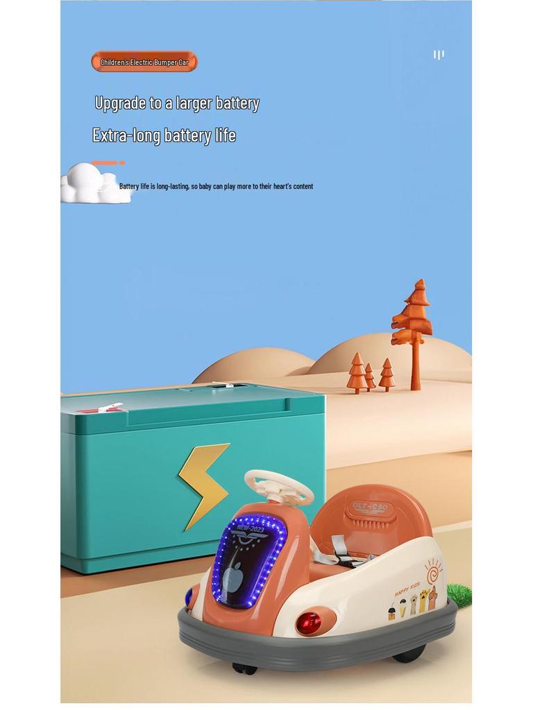 Электрическая машинка-бампер с дистанционным управлением для детей: Дрифтовая и работающая от аккумулятора, четырехколесная игрушечная машинка для детей.