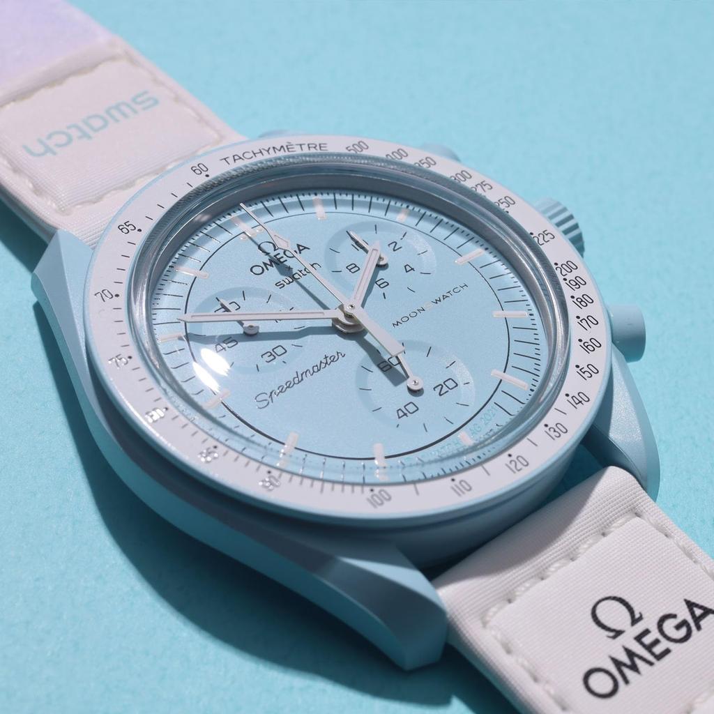 OMEGA SWATCH Uranus Wrapping Оригинальный водонепроницаемый ремешок Omega Swatch Mission Watch Collaboration × Мужские и женские [В комплект входит сумка-шоппер/силикон]
