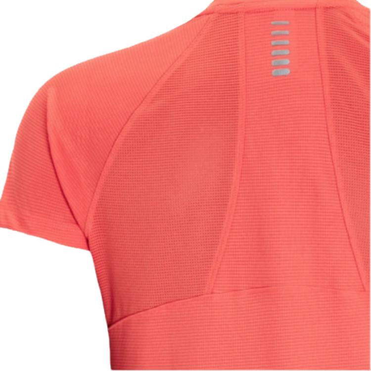 Under Armour Однотонная футболка с круглым вырезом и коротким рукавом для бега, женская футболка с регланами, цвет Venom-Red 1371145-690