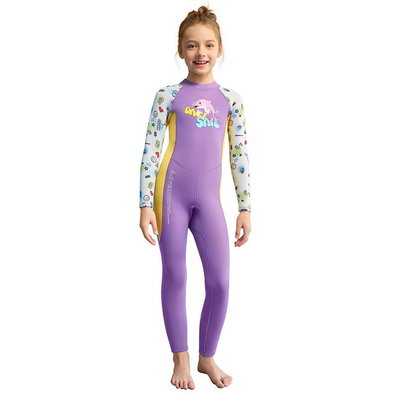 Kids 2.5mm Neoprene Wetsuit Diving Snorkeling Surfing Jellyfish Protection Warm Full Body Suit Girls